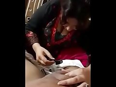 Indian Girlfriend Shaving her boyfriend dick