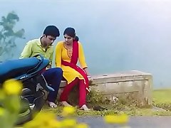 young indian couple romantic kissing outdoor mms