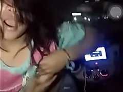 Desi boob show and dance in car