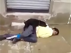 Dog fuck a sleeping man on road