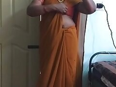 desi  indian horny tamil telugu kannada malayalam hindi cheating wife wearing saree vanitha showing big boobs and shaved pussy press hard boobs press nip rubbing pussy masturbation